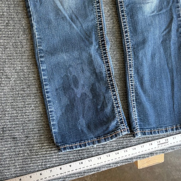 Maurices Womens 11/12 Reg Blue Jeans Sequin Pocket Bootcut Medium Wash Y2K 1840 - Picture 2 of 8